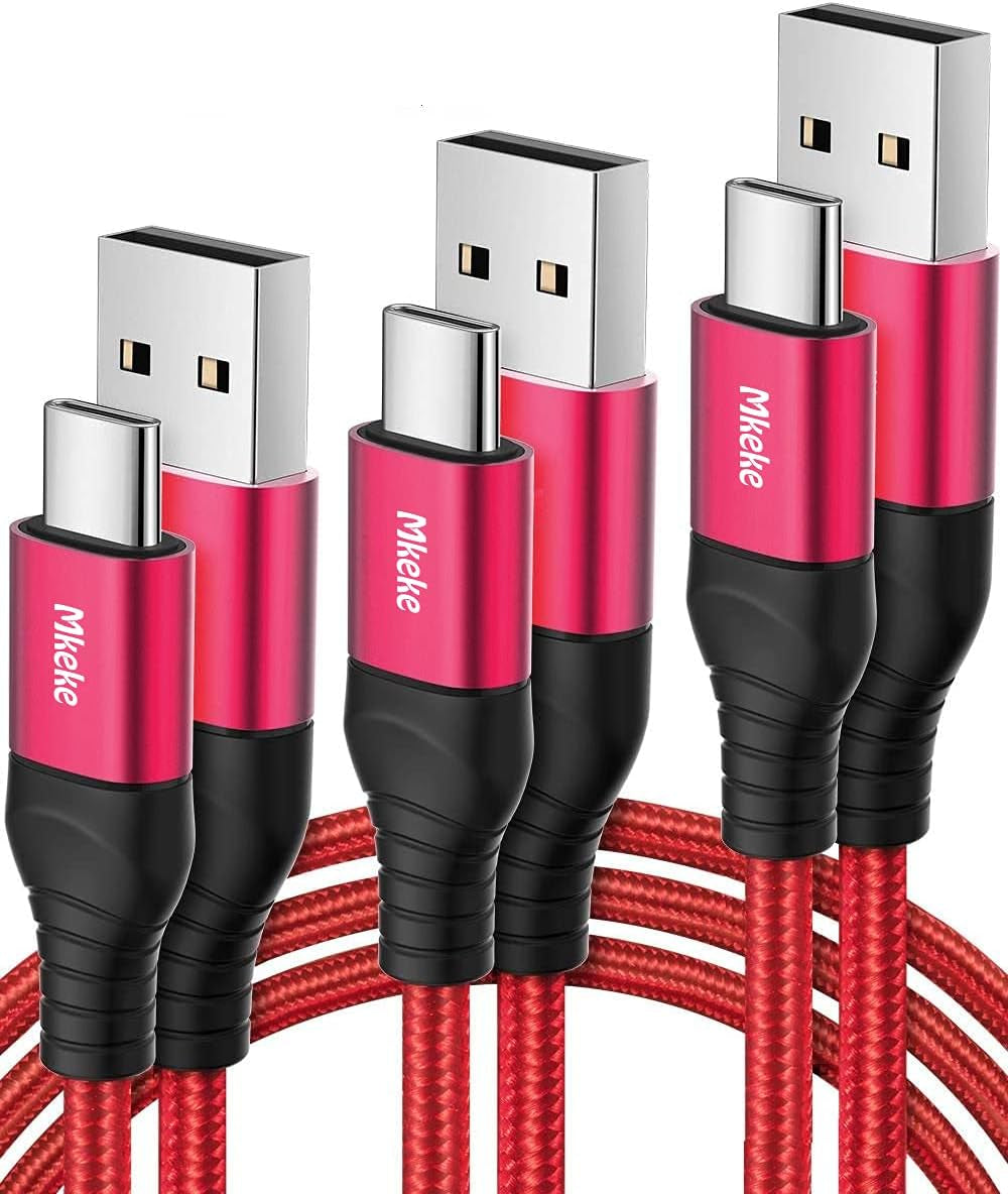 Mkeke 3 Pack 5.9Ft USB 2.0 Male-To-Male Data Sync & Fast Charge Cable for Smartphones, Laptops, Tablets