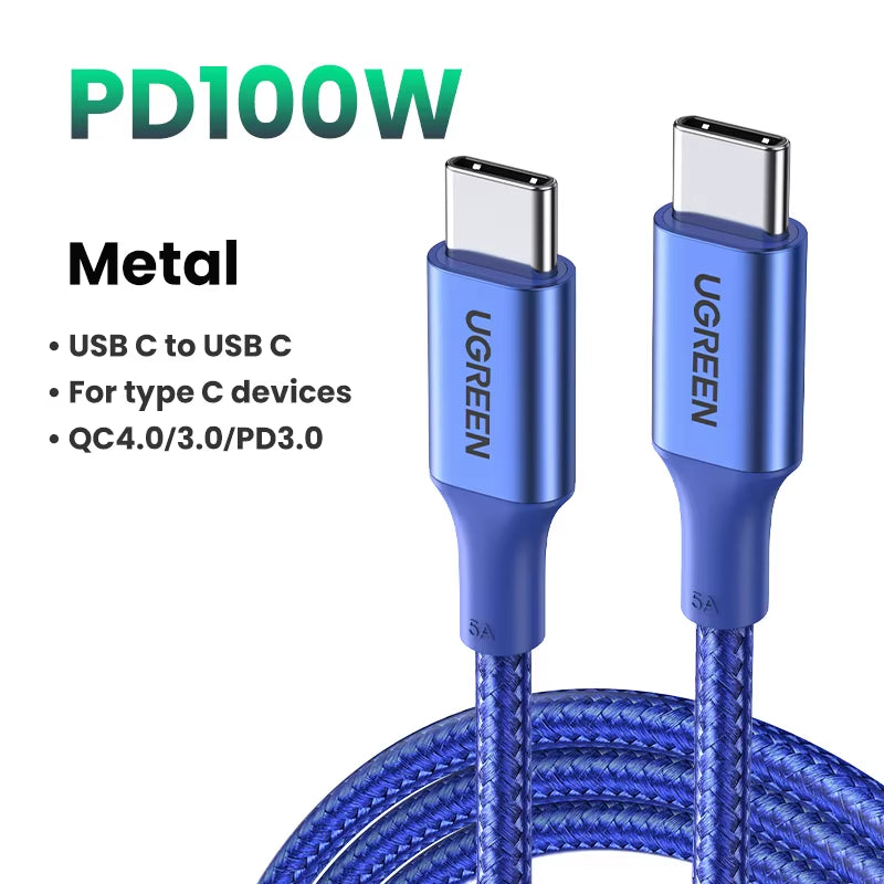 100W USB Type C to USB C Cable for Iphone 17 16 Macbook Ipad Samsung Poco PD Fast Charging Charger Cord 5A E-Marker Chip